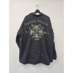 Pelle Pelle Shirt Mens 3XL Black Embroidered Button Up Long Sleeve Streetwear